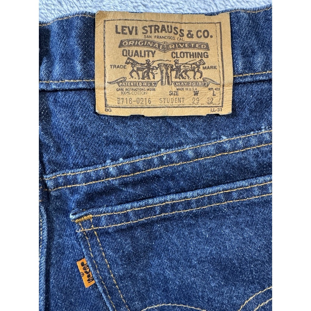 Vintage 1986 Levis 718 0216 Student Fit Orange Tab Made in USA Jeans 29x32
